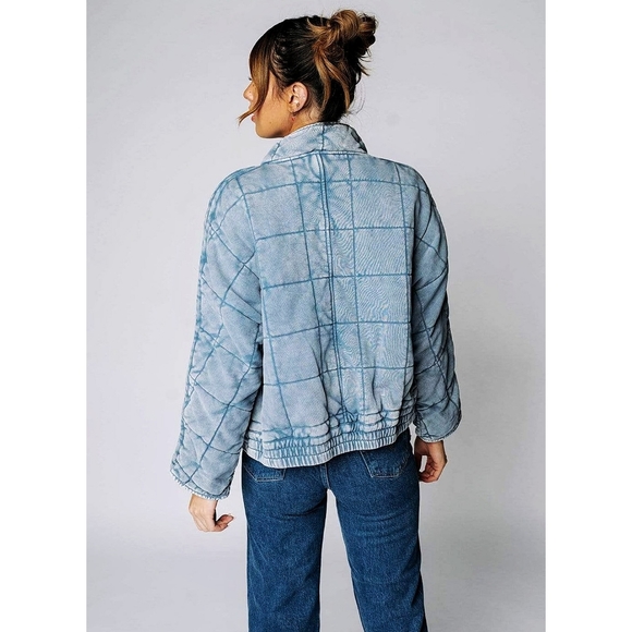 Free People Quilted Denim Oversized Dolman Jacket - Picture 12 of 16